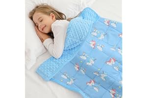 Alomidds Weighted Blanket Kids 5lb 36"x48", Minky Dots Small Weighted Blanket, Comfort Breathable Soft Throw Heavy Blanket for Sleeping, Sky Blue Unicorn