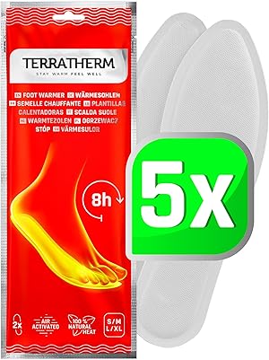 TerraTherm Wärmesohlen luftaktiviert – 8h warme Füße – 5, 10 oder 30 Paar Sohlenwärmer – 100% natürliche Wärme – wärmende Schuheinlagen