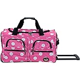 Rockland Rolling Duffel Bag, Pink Dot, 22"