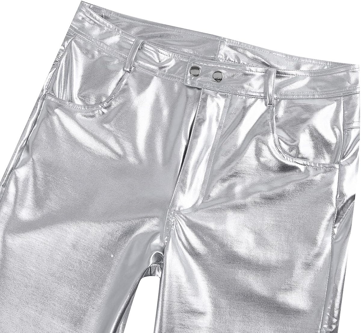 TiaoBug Men's Shiny Metallic Faux Leather Tight Pants Clubwear Legging Long Trousers: Clothing