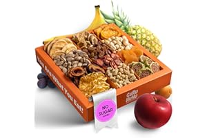 GURU HUNU Dried Fruit Gift Baskets, Nuts Gift Basket - Food Gifts Basket for Thanksgiving, Anniversary, Birthday, Christmas - Gift Basket Dry Natural Fruits - Holiday Dry Fruits and Nuts Gift Box