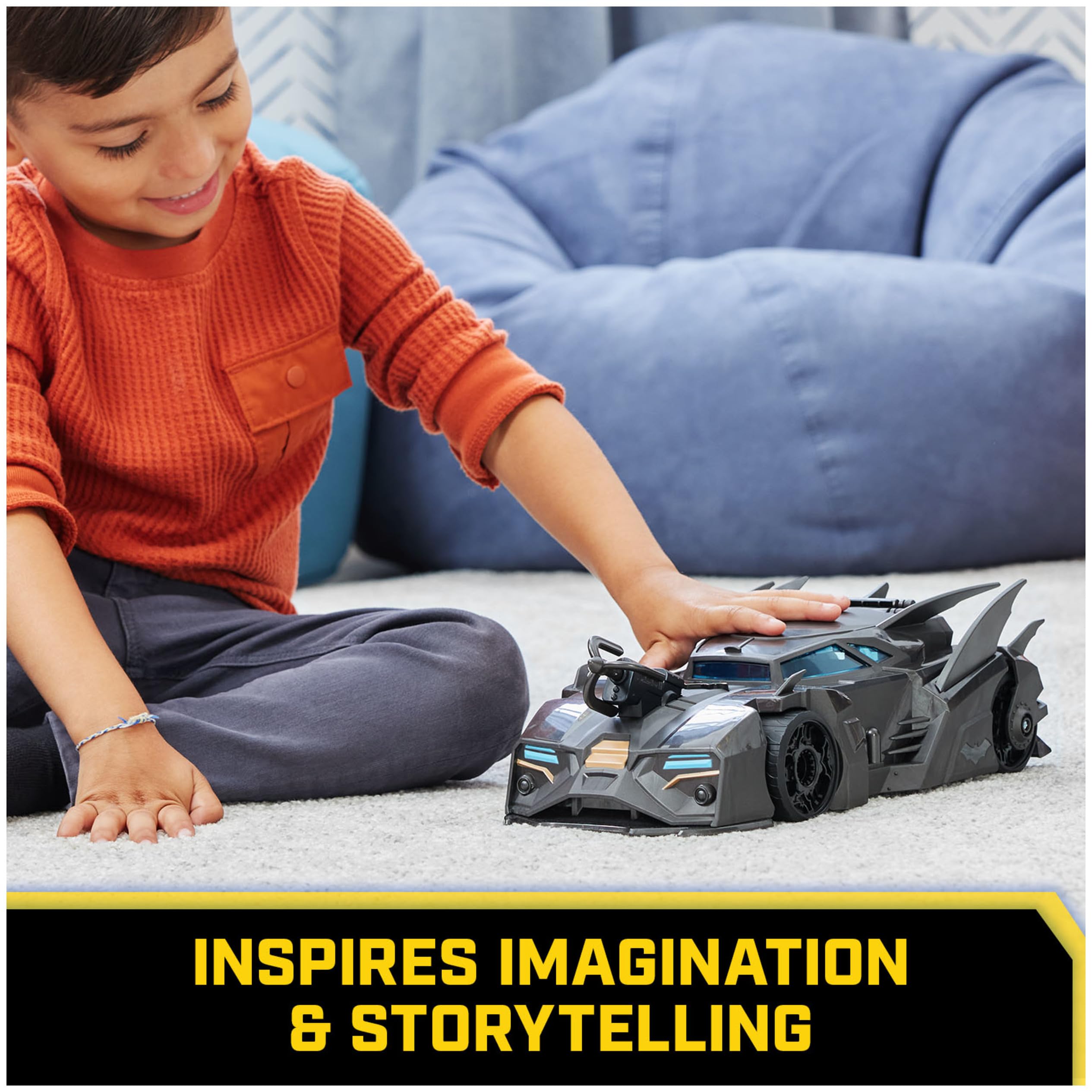 DC Comics, Crusader Batmobile Playset with Exclusive 4-inch Batman Figure, 3 Super-Villain Paper Figures, Kids Toys for Boys and Girls Ages 4+