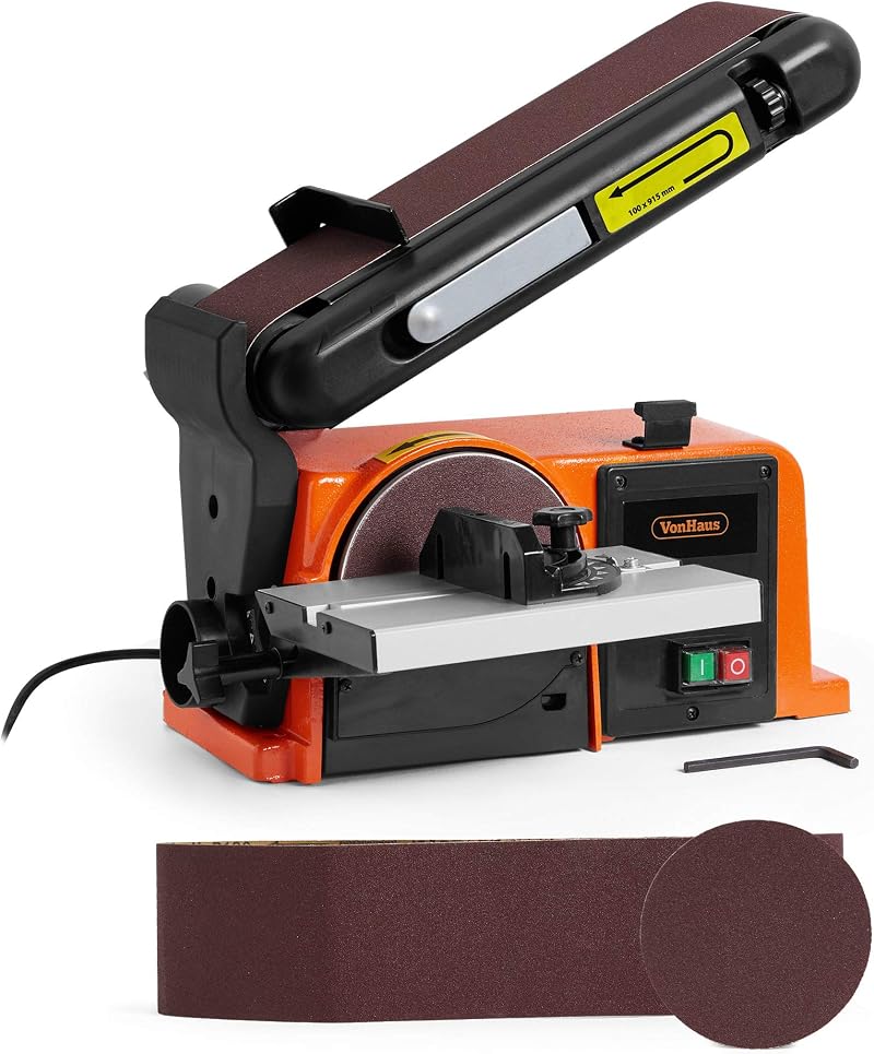 VonHaus Benchtop Belt Disc Sander 100x915mm 150mm Disc Cast Iron Dust Port