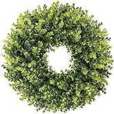HUZIYAHAN Christmas Boxwood Wreath Door Wreath 16-18In Christmas Door Wreaths for Front DoorWreath Winter Spring Summer Indoor OutdoorWreath Farmhouse Artificial Greenery Wreaths Home Decoraction