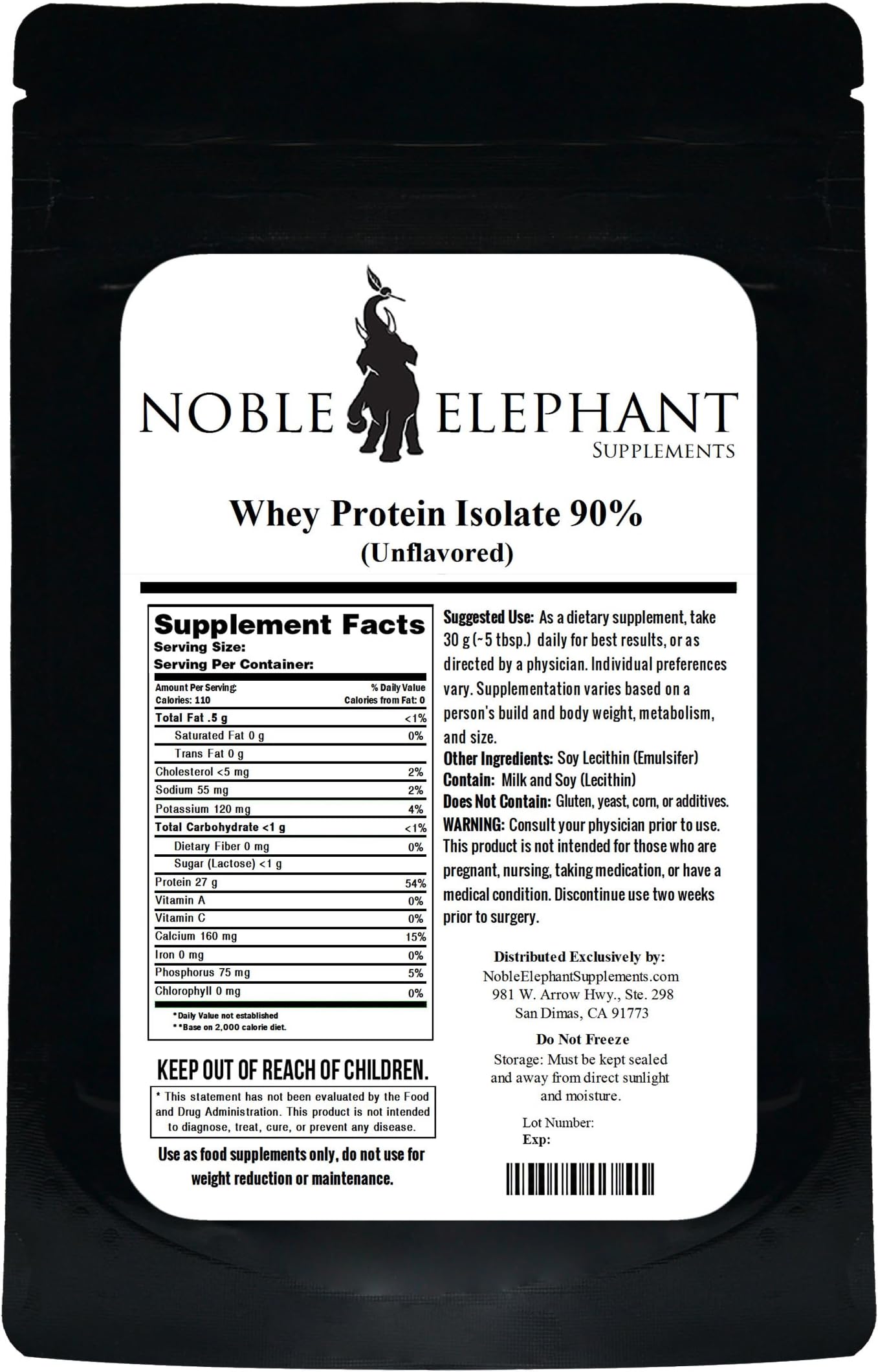 Whey Protein Powder Isolate 90% Unflavored (2.5 Kilograms (5.5 Lbs))