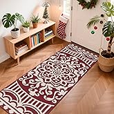 U'Artlines 2 x 6 ft Red Christmas Hallway Runner Rug, Washable Non Slip Kitchen Laundry Rug with Rubber Backing, Low Pile Carpet for Entryway Bedroom Living Room Farmhouse Floor Mat(Red)
