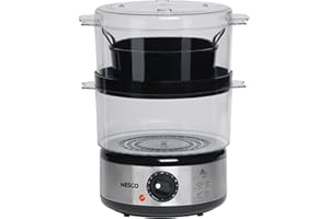 Nesco ST-25F, Food Steamer, 5 Quart, 400 watts, Black/Clear