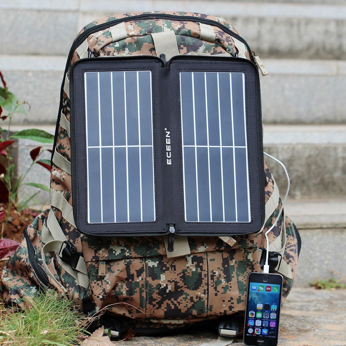 ECEEN Folding Solar Panel Phone Charger With USB Port，Zipper Pack for iPhone, iPad, iPods, Samsung, Android Smartphones Speaker Gopro All 5V USB-Charging Devices (Black)