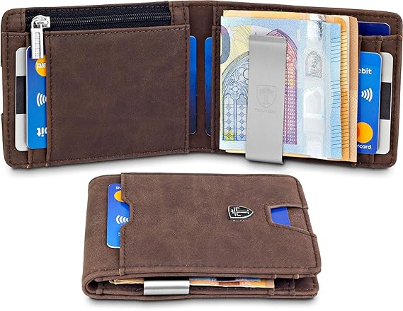 TRAVANDO Geldbeutel Männer mit Geldklammer Turin Geldbörse Herren Kartenetui Slim Portemonnaie Wallet Portmonaise klein Geldt