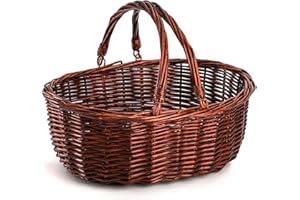 Dicunoy Wicker Picnic Basket with Handle, Large Empty Gift Basket to fill, Open Top Market Harvest Baskets for Garden, Fruit,