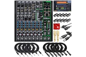 Mackie ProFX10v3 10-Channel Unpowered Mixer USB Bundle with Waveform OEM DAW, 4x Mophead 10-Foot TRS Cable, 4x 10-Foot XLR Cable, 2x 1/4" to 3.5mm Adapter, 10x Cable Ties and Microfiber Cloth