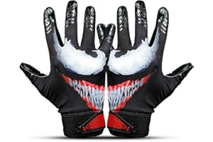 TAQCHA Villain Football Gloves - Enhanced Grip, Lightweight Performance Gloves for Receiver & Lineman – Perfect for Youth & Adults in All Weather Conditions (Multiple Colors & Sizes) (Adult Sizes)