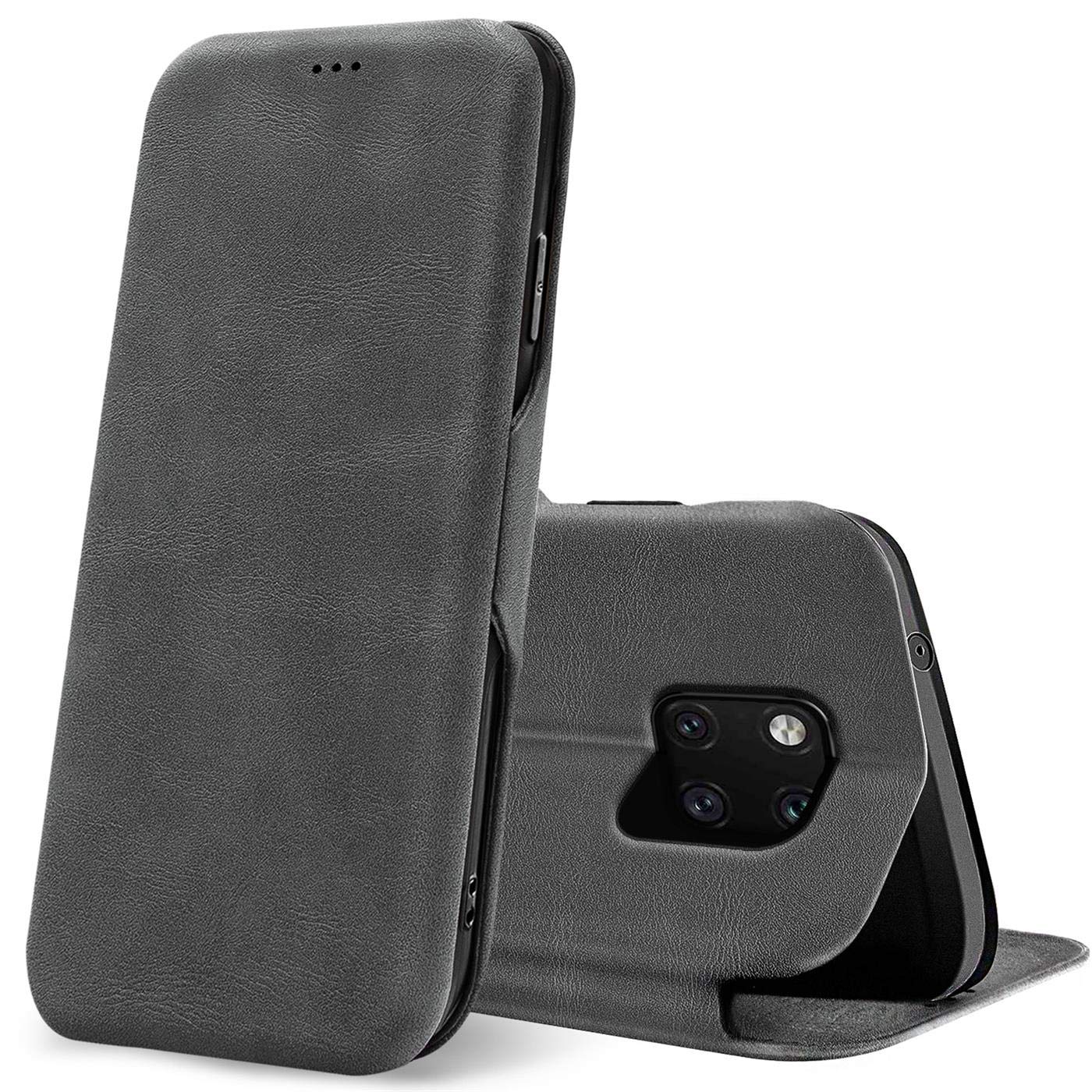 Verco Book Style for Huawei Mate 20 Pro Case, Premium Magnetic Flip Cover for Huawei Mate 20 Pro Wallet Case with Card Slot, Grey
