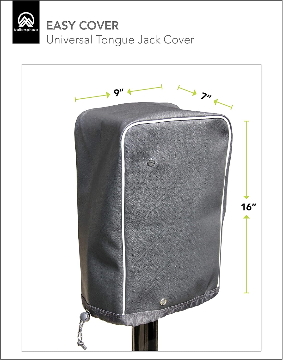 Trailersphere Easy Cover Universal Electric Tongue Jack Protective Cover for Trailer, RV, Camper, Sun and Waterproof: Automotive
