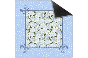 KRHFG Coquette Blue Hydrangea Mahjong Mat 31.5" x 31.5",Blue and Green Floral Non-Slip Noise Reduction Mahjong Table Cover Accessories and Supplies for Dominoes Poker Card Board and Tile Games Gifts