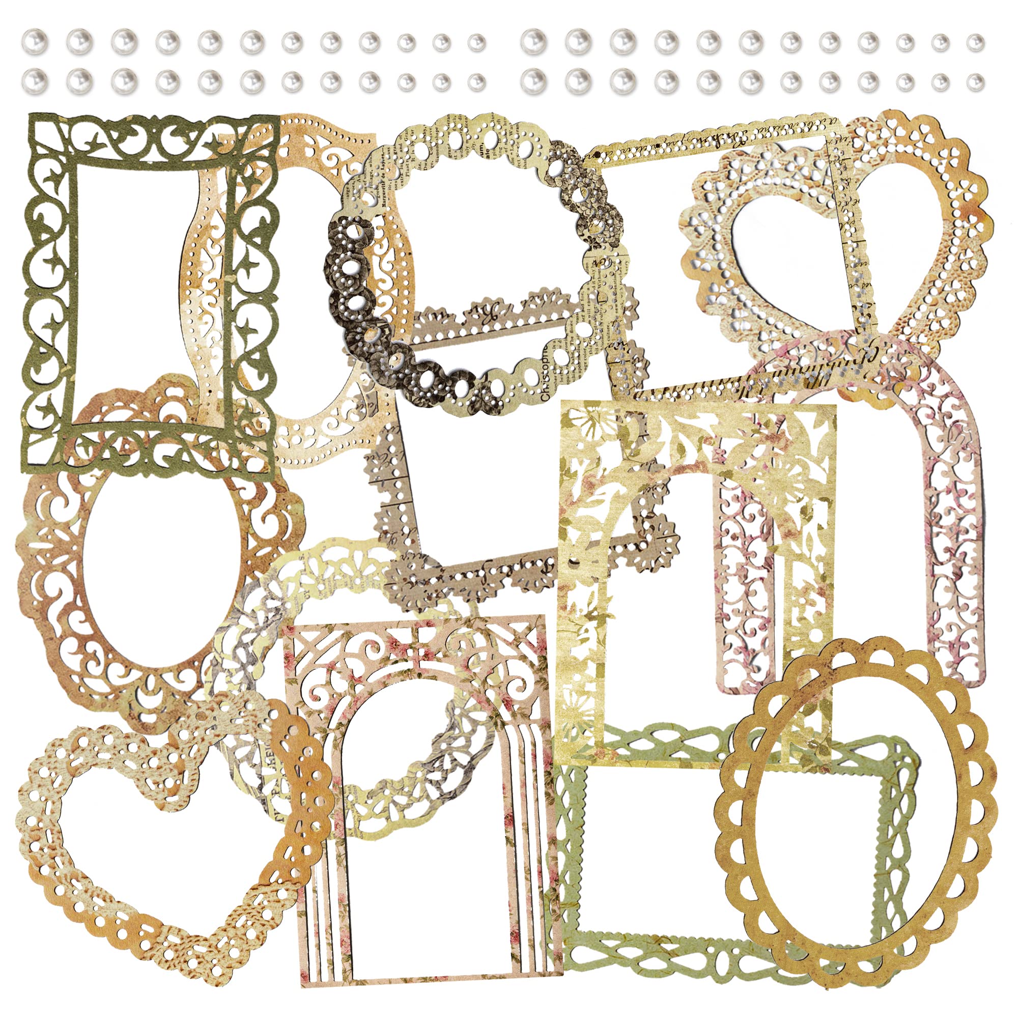 Mayplous 6 Packs Vintage Lace Cutouts - Paper Frame Decorative Die-Cut Border with Pattern Printed Lace Doily for Scrapbooking, Journaling & Card Making (Dream)