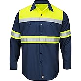 Red Kap Men's Hi-vis Ls Colorblock Ripstop Work Shirt-Type O, Class 1