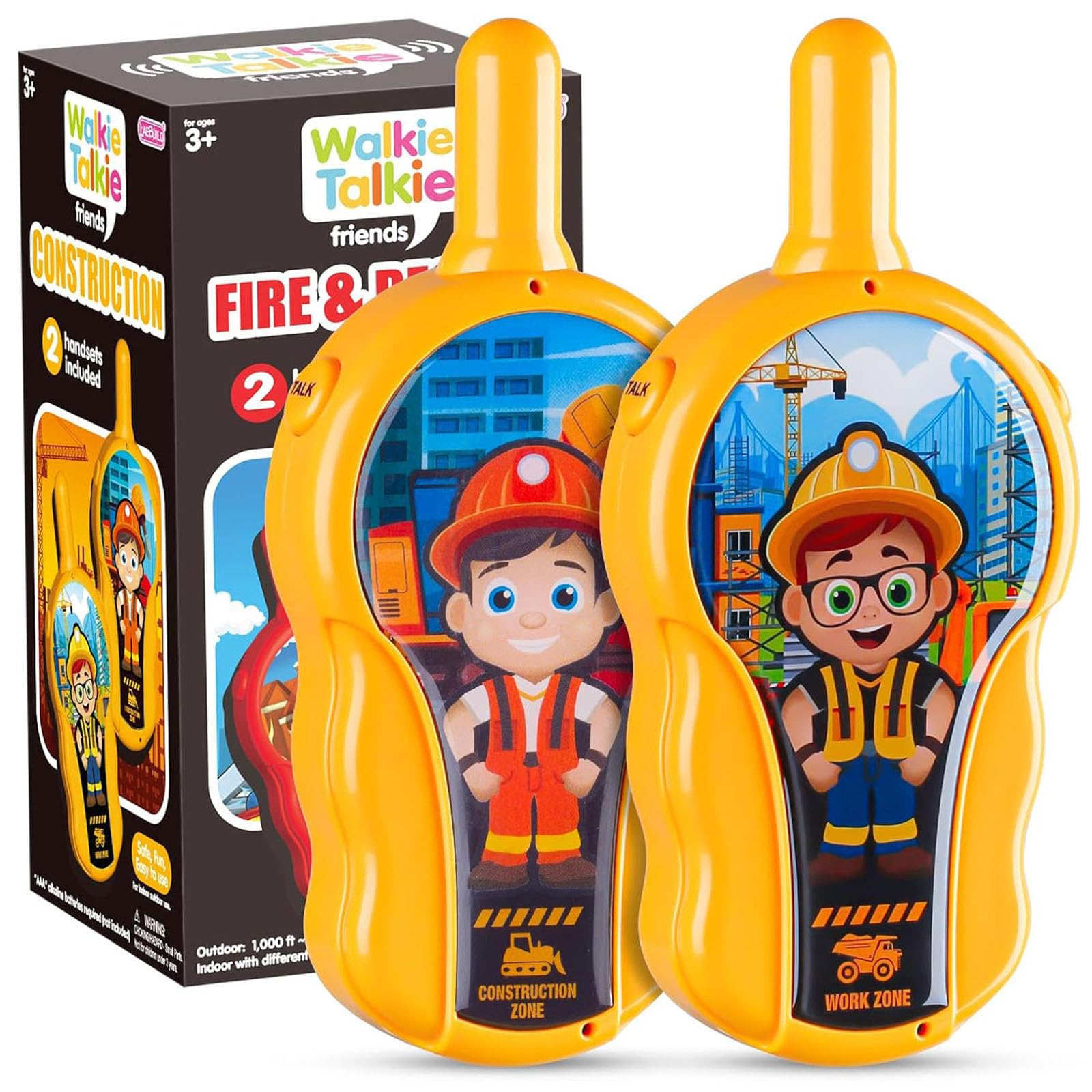 Ultra Low Radiation Kids Walkie Talkies 2 Pack, Low Power, 2Y Light Use Battery Life, 2000Ft Long Range Construction Two Way Radio, Outdoor Camping Birthday Gift for Young Kids Boys Girls