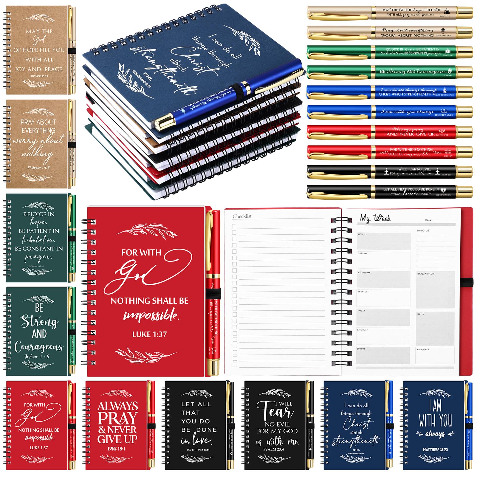 Photo 1 of Spakon 10 Sets Religious Christian Bulk Grandparents Day Gifts for Church Journal Notepad Spiral Planner Notebook with Bible Verse Pen Christmas Sunday School Teacher Pastor Clergy Gift (Multicolor)