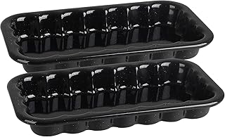 Fackelmann Grillschale Emaille 2er Set, kratzfest und schnittfest,wiederverwendbar,leicht zu reinigen,Grillzubehör,Schale ideal für Feta,Seafood (Farbe: schwarz),Größe: 21 x 12 cm,Menge: 2 Stück