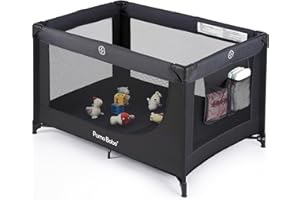 Pamo Babe Portable Crib Baby Playpen with Mattress and Carry Bag Black