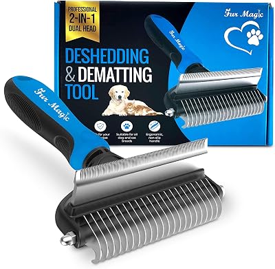 Fur Magic Deshedding Dematting Tool 2-in-1 Double-Sided Grooming Brush