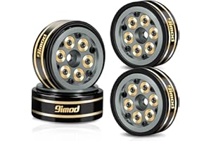 9IMOD 1.0 Beadlock Wheel Rims Black Coating Brass Rims, Heavy Duty Aluminium RC Wheels for 1/24 1/18 RC Crawler Upgrade Axial SCX24 AX24 TRX4M FCX24 Gladiator Deadbolt Bronco C10 JLU (Grey)