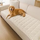 Smiry Non Slip Couch Covers for Dogs, Fuzzy Pet Couch Covers for 2-3 Cushion Sofa Pet Friendly, Soft Sofa Slipcovers Cushion Furniture Protector Washable (Beige, 27.6" x 59")