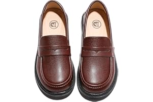 WUIWUIYU Boys Girls Casual Slip-on Loafers Round Toe Church Leather School Uniform Dress Shoes (Toddler/Little Kid/Big Kid)