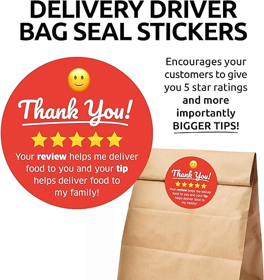 Delivery Driver Bag Seal Stickers Get 5 Star Reviews and Bigger Tips Local