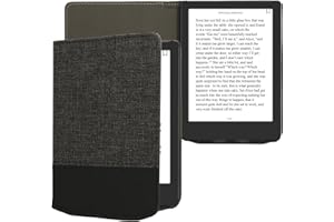 kwmobile Case Compatible with Pocketbook Verse/Verse Pro/Verse Color/Vivlio Light/Light HD - PU Leather and Canvas e-Reader Cover - Anthracite/Black