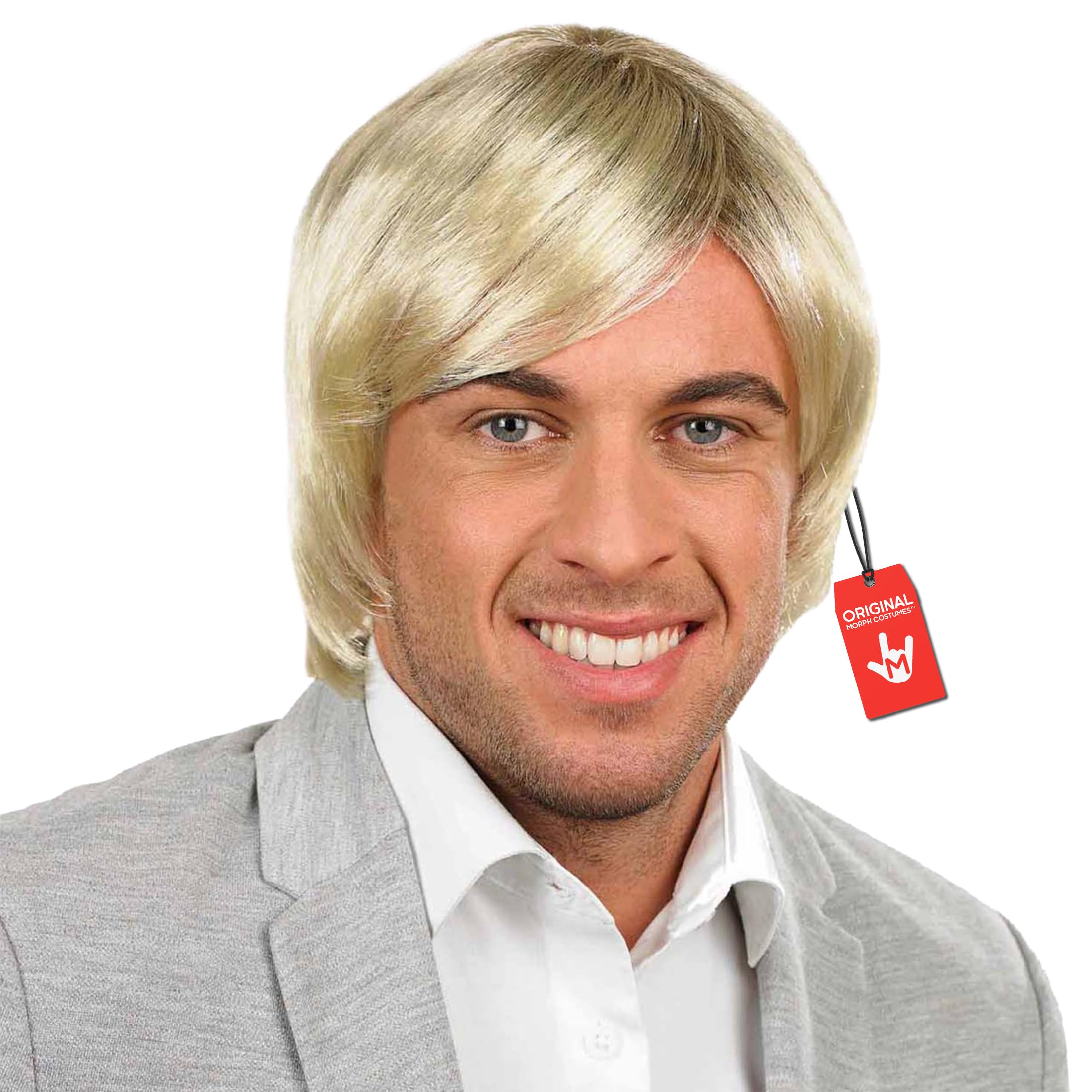 Fun Shack Mens Blonde Boy Band Wig Adults Short Hair Side Fringe Costume Accessory