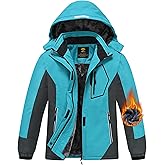 MoFiz Girls Ski Jacket Waterproof Fleece Lined Snowboard Jacket Warm Winter Snow Coats with Removable Hood