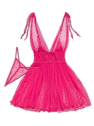 Lilosy Sexy Polka Dots Mesh Sheer Babydoll Chemise