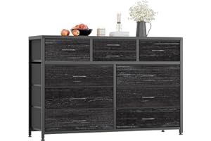 IDEALHOUSE Large 10-Drawer Wide Dresser & TV Stand – Modern Fabric Storage Chest with Wood Top, Steel Frame, for Bedroom, Liv
