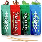 PurePix QuitPix Flavored Toothpicks, 4-Flavor Variety Pack, 160 Count | Quit smoking support with NAC + L-Theanine; nicotine-free, extra-thick birchwood; kosher and vegan