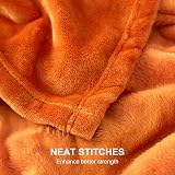 EHEYCIGA Fleece Blanket Orange 150x200cm Twin Size Soft Flannel Throw view 4