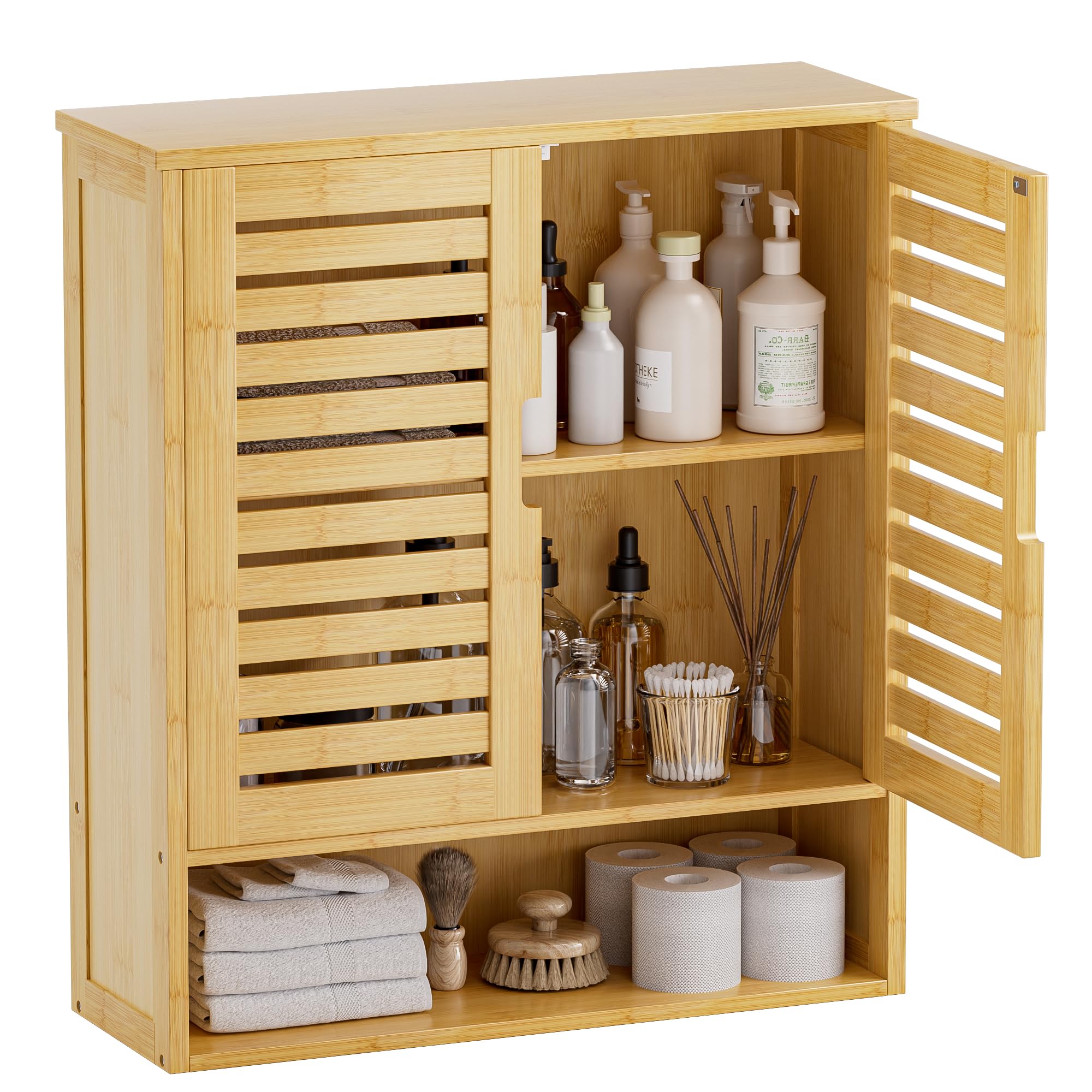 Photo inspiration: Fresh Look at Smibuy Bathroom Cabinet Wall Mounted Bamboo Over The Toilet Storage