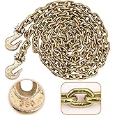 Lechansen G80 Transport Binder Chain 1/4 Inch x 10 Feet, Equipped with G80 Chain Grab Hook, Grade 80 Tow with Hooks, 3,300 lbs Working Load Limit Trailer Safety Chains for 5/16" Ratchet Binder, Towing