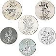 Barydat 6 Pieces Boho Plant Wall Art Print Set Boho Wooden Wall Print Neutral Vintage Wall Decor Minimalist Hanging Art Wall Decor Farmhouse Bedroom Living Room Office (Round)