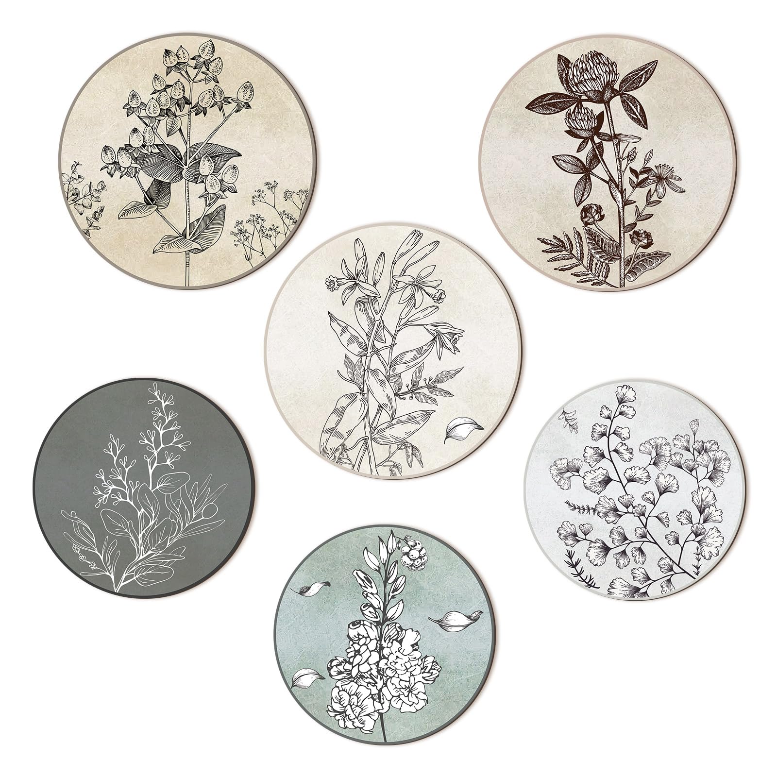 Photo 1 of Barydat 6 Pieces Boho Plant Wall Art Decor Wooden Boho Farmhouse Rustic Bohemian Wall Hanging for Bedroom Living Room Office(Round,8 Inch, 10 Inch)