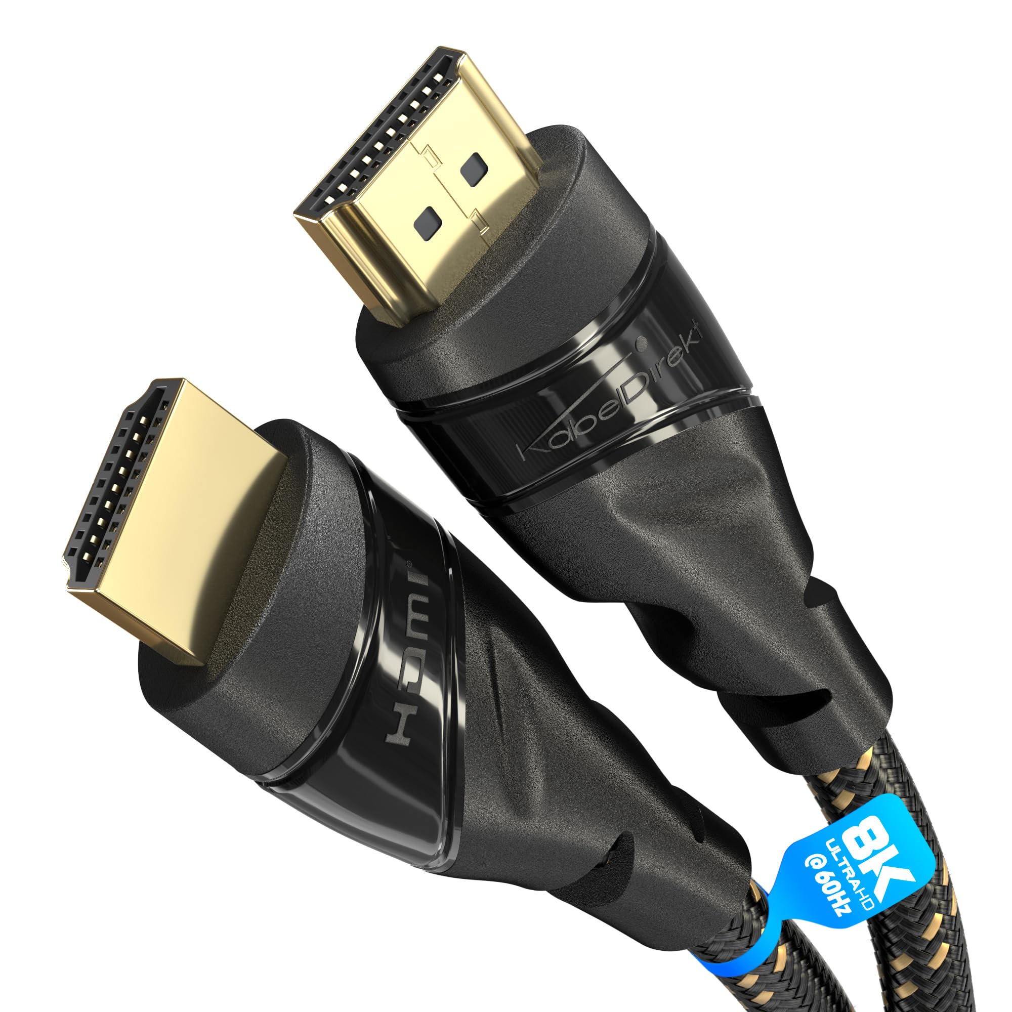 HDMI Cable 4K – with A.I.S Shielding, Nylon braiding – 7.5m – Designed in Germany (supports all HDMI devices like PS5/Xbox/Switch – 4K@60Hz, High Speed cord with Ethernet, black) by CableDirect