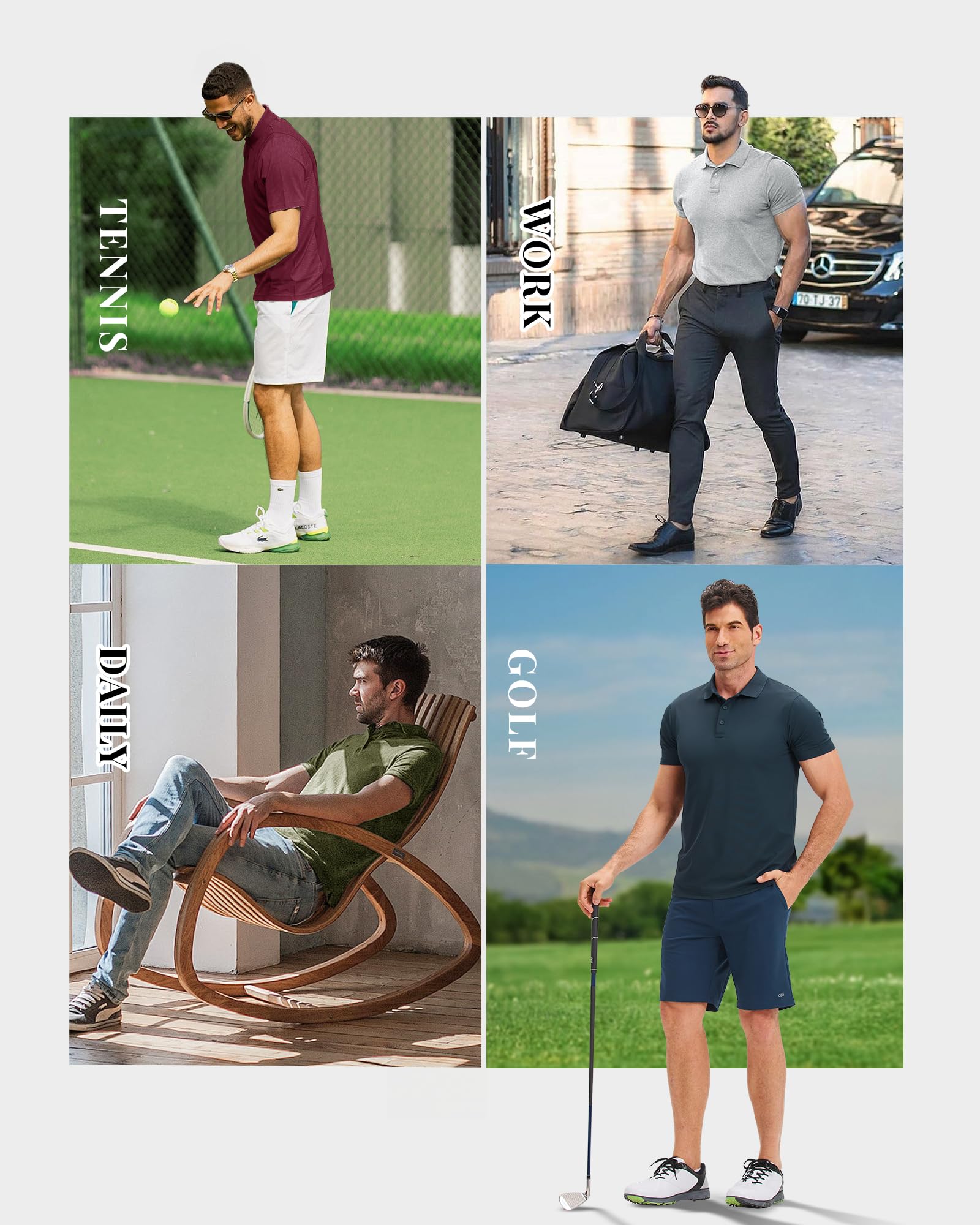 33,000ft Herren Poloshirt Golf Shirt UPF50+ Sonnenschutz Sommer Kurzarm Tshirts Schnelltrocknend Outdoor Sportshirt Männer zum Golf Tennis Dunkelblau(Nylon Spandex) L 2