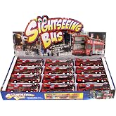 Box of 12 Diecast Model Cars - Las Vegas Double Decker Sightseeing Bus Open Top, Red, 6 in Scale