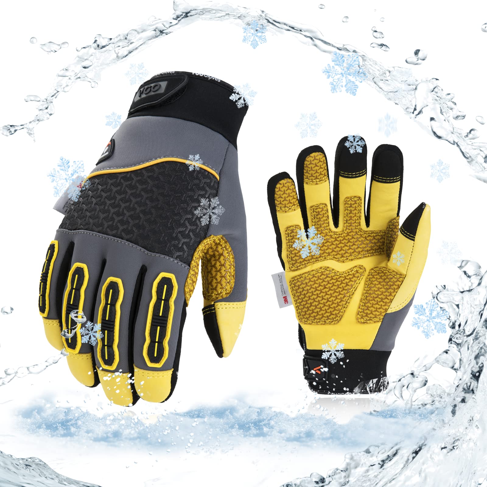 Vgo... Winter Waterproof Working Gloves, Cold Weather Duty Thermal Safety Work Glove for Cold Storage Freezer Building