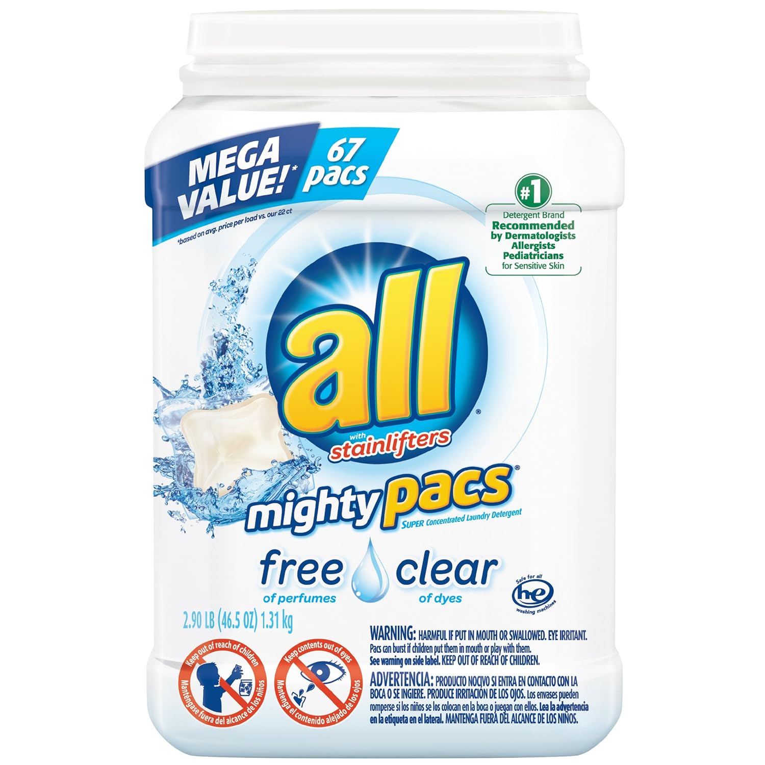 All with Stainlifters Mighty Pacs Free Clear Super Concentrated Laundry