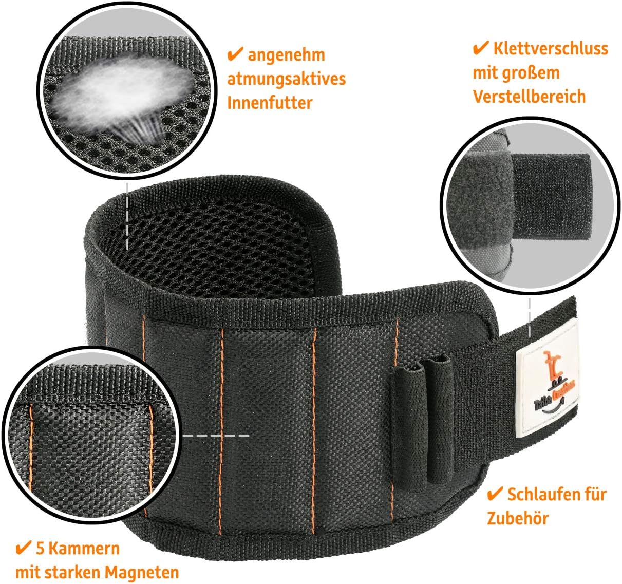 Gifts for Men Magnetic Bracelet Craftsman Includes Magnetic Rod with LED Light and Pencil to Hold Screws and Nails - Image 3