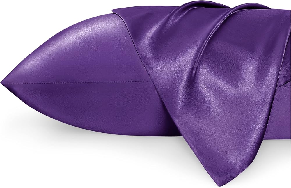 Bedsure Satin Pillowcase for Hair 2 Pack Queen Standard 50x75 cm Petunia Purple