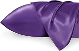 Bedsure Satin Pillowcase for Hair 2 Pack Queen Standard 50x75 cm Petunia Purple