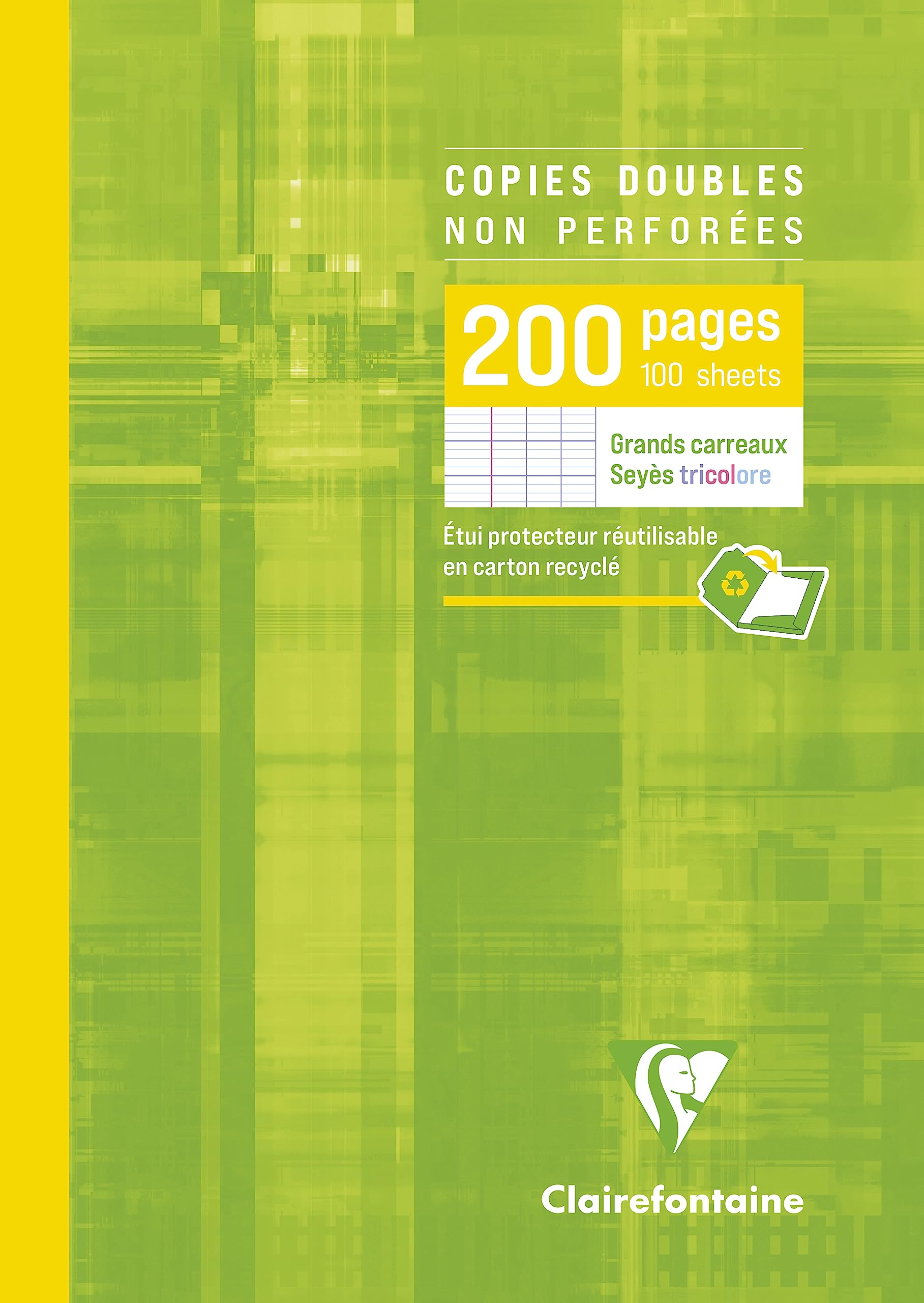 Clairefontaine 5721C - One Non-Punched Double Copy Case - Dimensions: A4 21 cm x 29.7 cm - 200 Seyes Ruled Pages - White Vellum Paper 90 g - Reusable Case